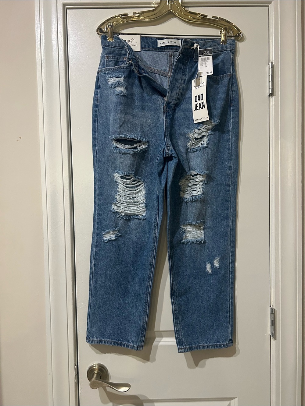 Vanilla Star  Blue Distressed Dad Jeans